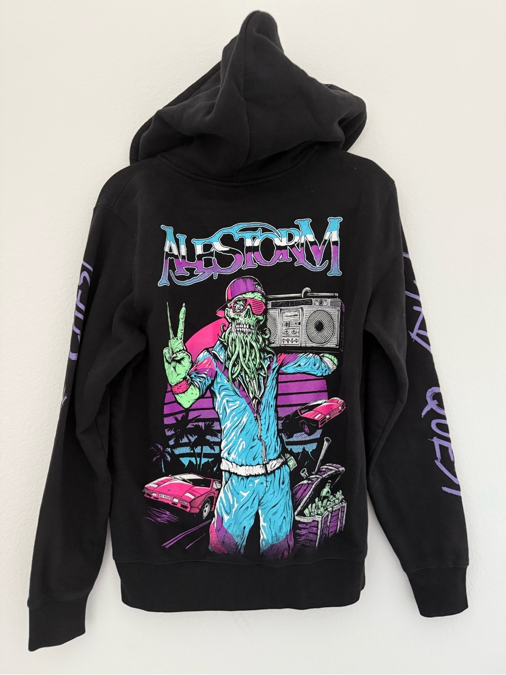 Russell Athletic Black Zip Hoodie with Silver Zipper